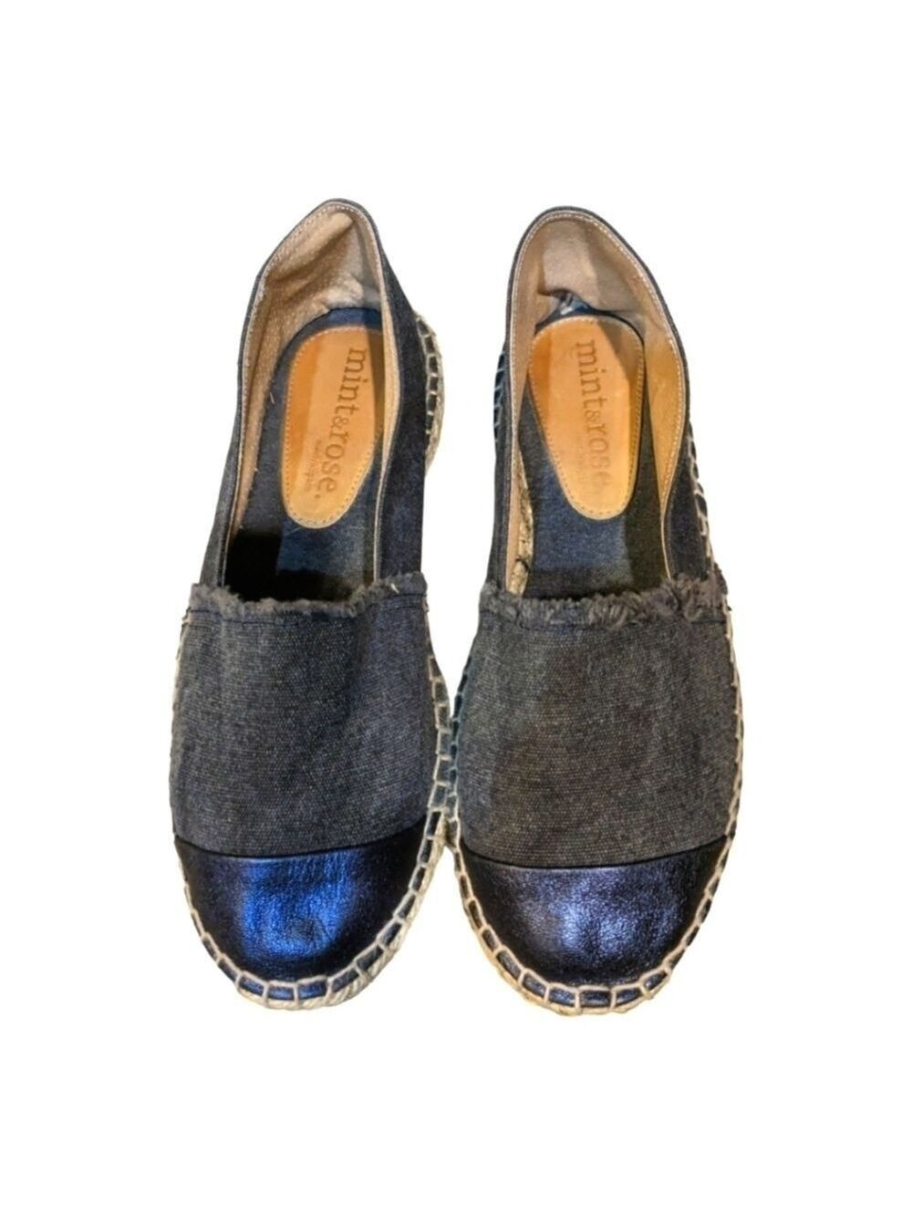Anthropologie Mint & Rose Amalfi Navy Flat Espadrilles Size EU 38 = US 7 EUC